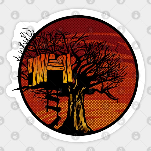 Spooky tree house Sticker by Johajc